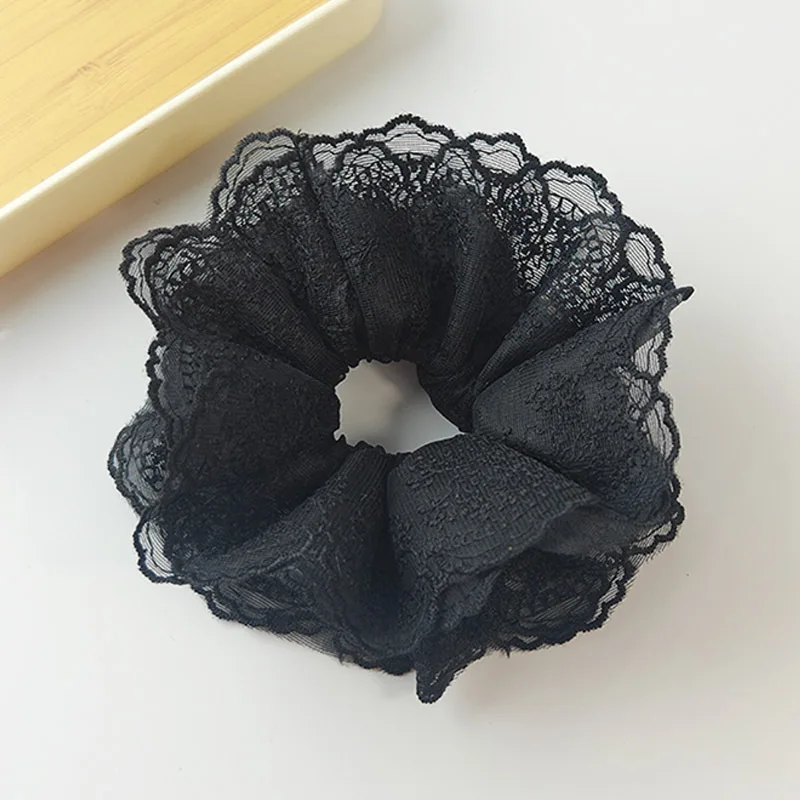 2025 حار الكورية لطيف المرأة الدانتيل التطريز كبير توك شعر الصيف الحلو 4 طبقات ذيل حصان حامل شريط مطاطي العصابات الشعر