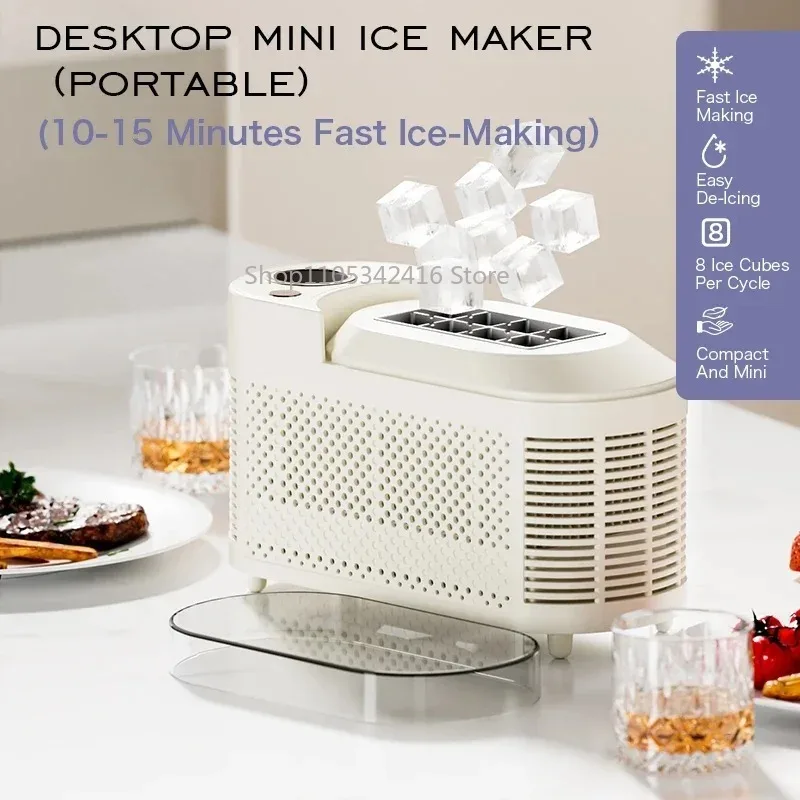 Portable Mini Ice Maker, Compact Cube Ice Machine for Home, Dormitory, Office, Camping & Car Use, 220V
