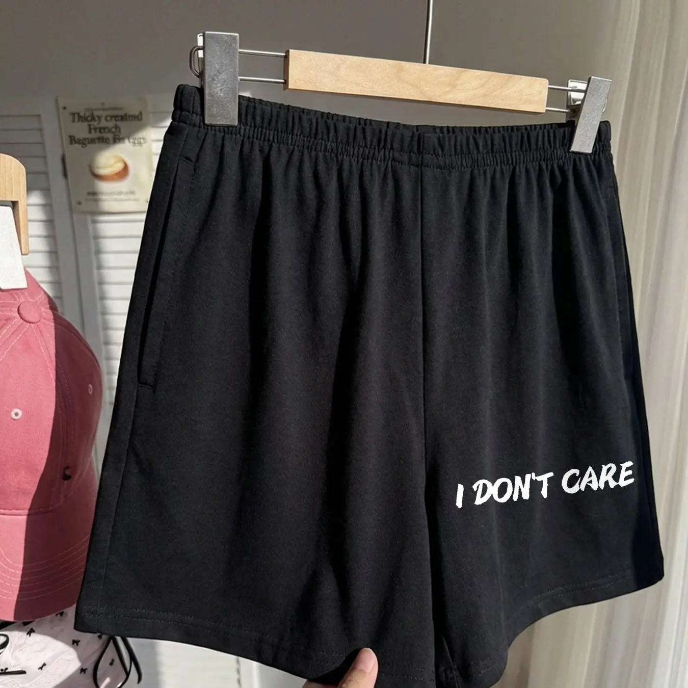 

Spring and summer women's shorts casual style graffiti brushstrokes I DON'T printed pure cotton fashion casual versatile