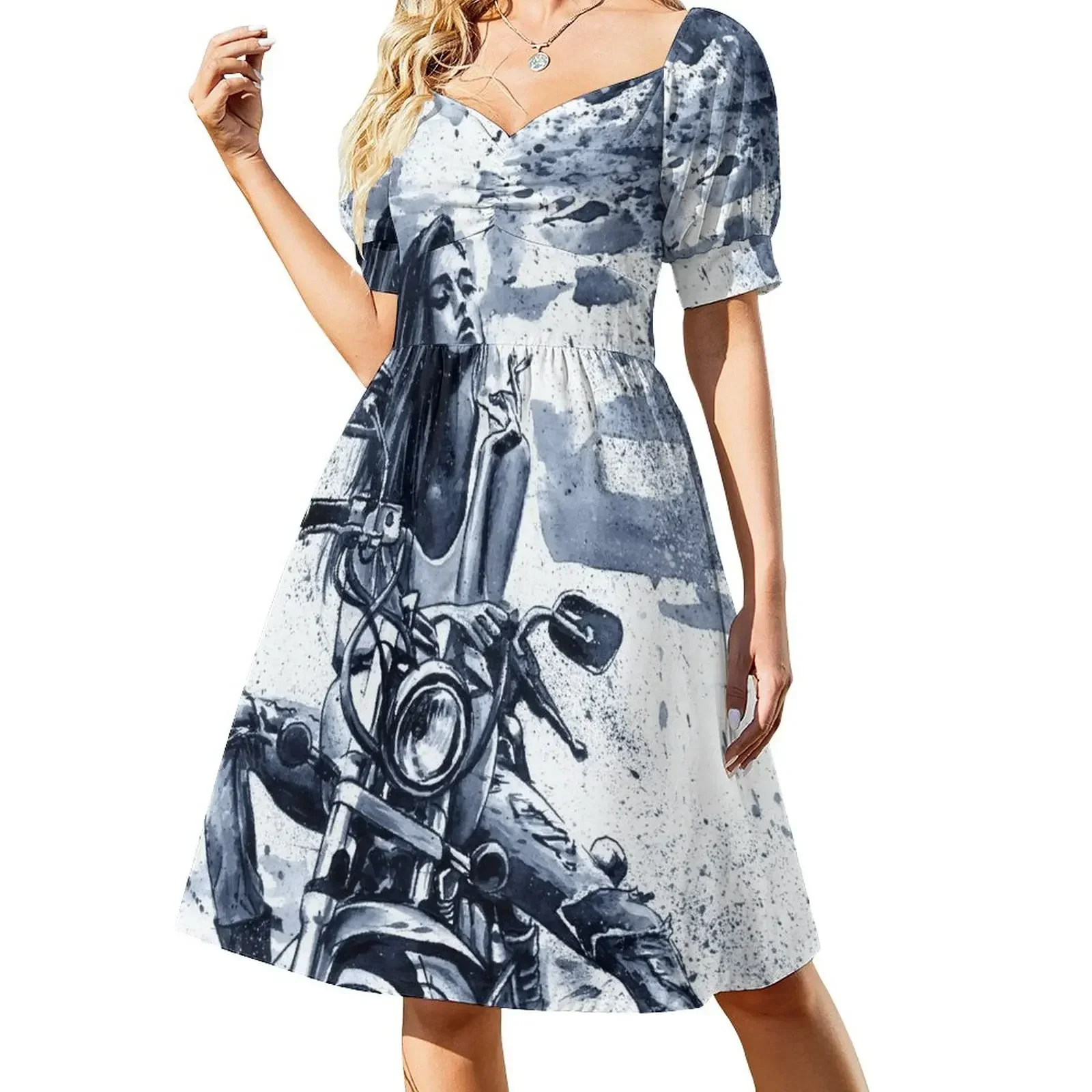 Biker Girl painting fashion cool Sleeveless Dress elegant women's dresses sale womens dress dress dresses