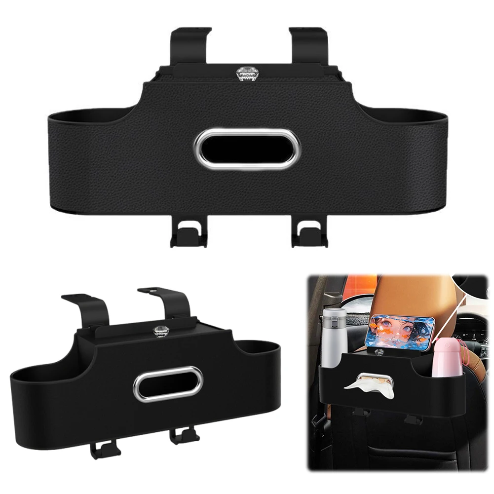 

Cars Storage Rack Multi-Purpose Vehicle Rear Seat Storage Box with Tissue Cup Holder Leather Backseat Organizer Auto Accessories