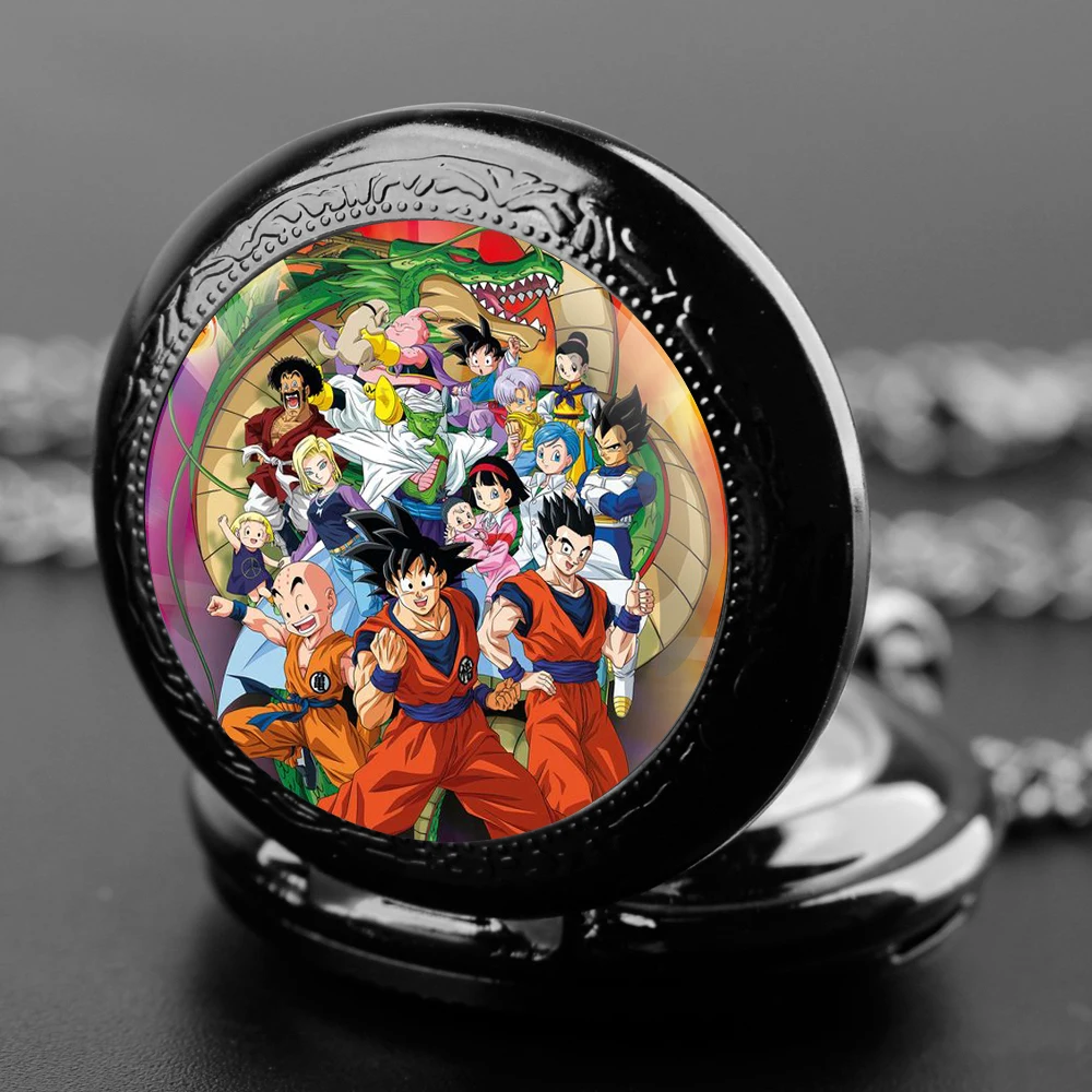 

Popular Anime Glass Dome Vintage Arabic Numerals Quartz Pocket Watch Necklace Pendant Clock Chain Men Women Kids Gift