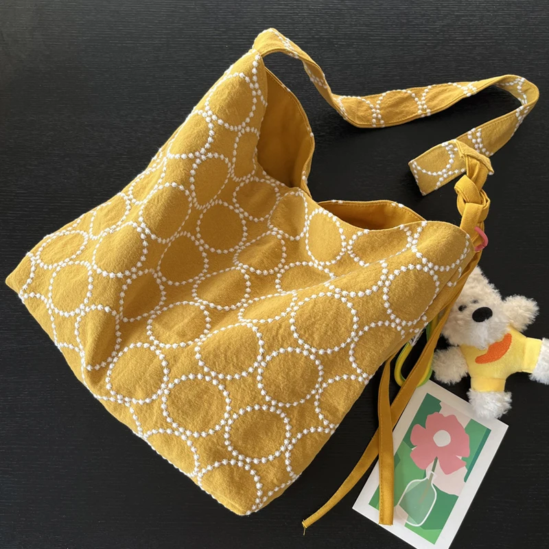 

Tote Bags For Women Luxury Designer Handbag Purses 2026 New In Polyester Circular Pattern Large Capacity Underarm Cloth Shoulder