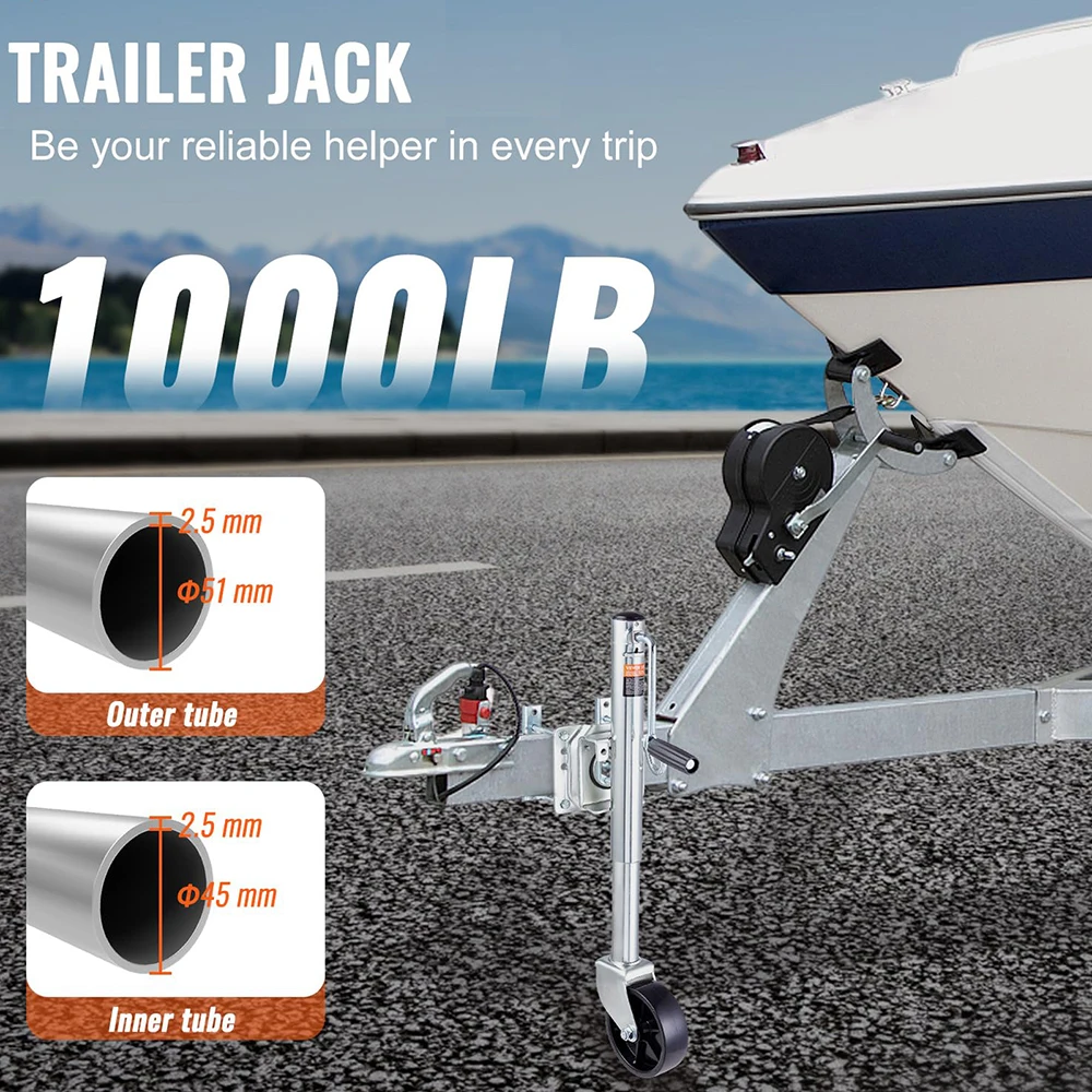 

1000 lbs Trailer Jack with Wheel Heavy Duty Swivel Boat Trailer Jack 10" Lift Bolt-on Trailer Tongue Jack for RV Boat