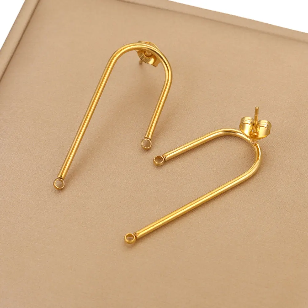 10 Stück Edelstahl-Ohrringstifte für die Schmuckherstellung, DIY-Ohrring-Basis, Ohrstecker-Komponenten, vergoldete Ohrring-Zubehörteile – Detail 3