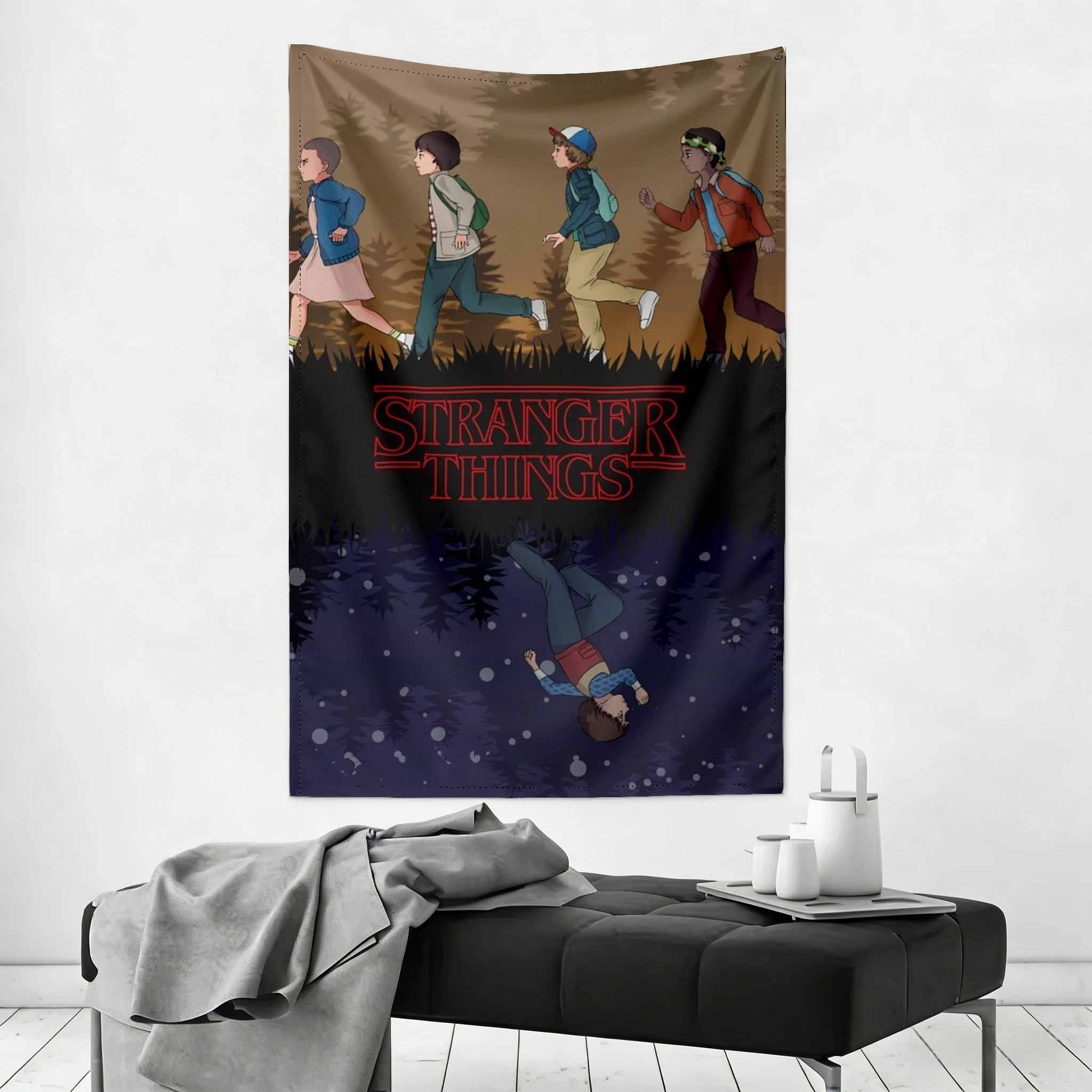 Retro Sci-Fi Tapestry, Upside Down Inspired Wall Hanging for Anime Fan Bedroom Living Room Decor