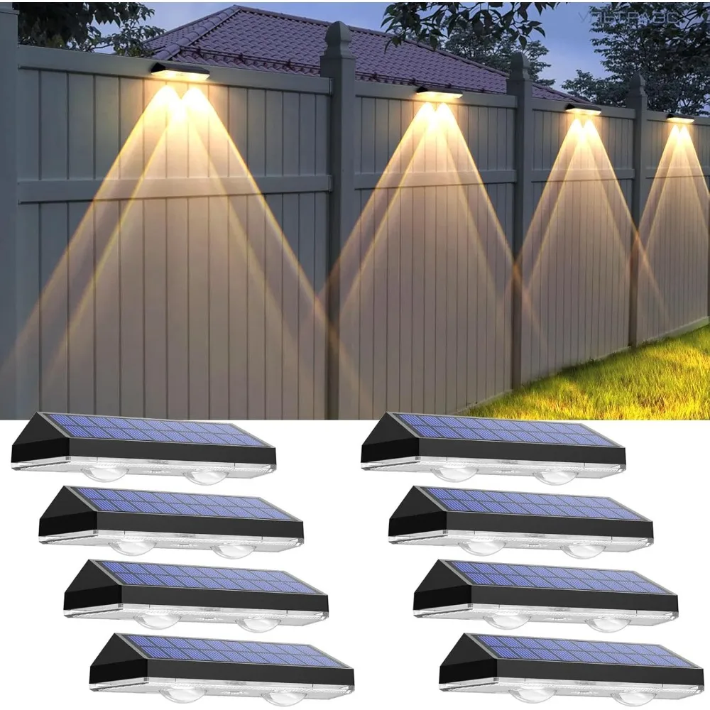 Lampes Solaires d'Extérieur Étanches Conforme à la Norme IP65, Luminaire Décoratif d'Nik, Idéal pour une Clôture ou un Plancher, 3 Modes d'Éclairage, Lot de 8