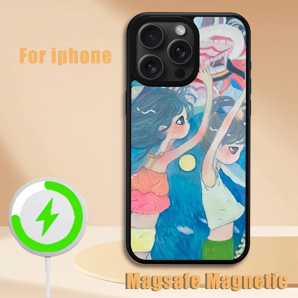 Artistic paintings of Aya Takano  Phone Case For iPhone 11 12 13 14 15 Plus Pro Max Magsafe Magnetic Wireless Charging Cover