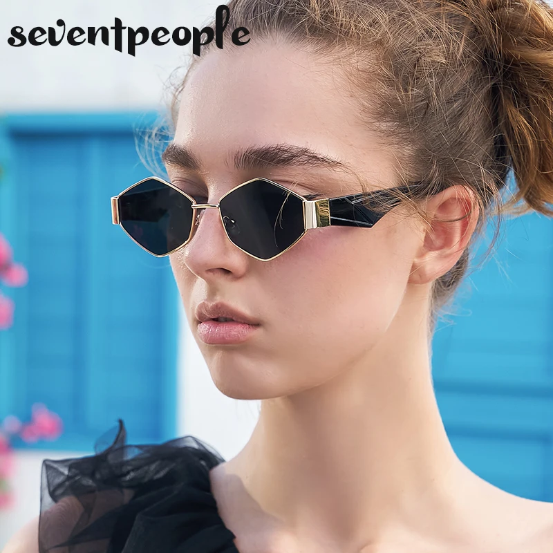 Metal Rhombus Sunglasses Women 2023 Luxury Brand Designer Fashion Irregular Sun Glasses For Men Trendy Polygonal Sunglass Unisex