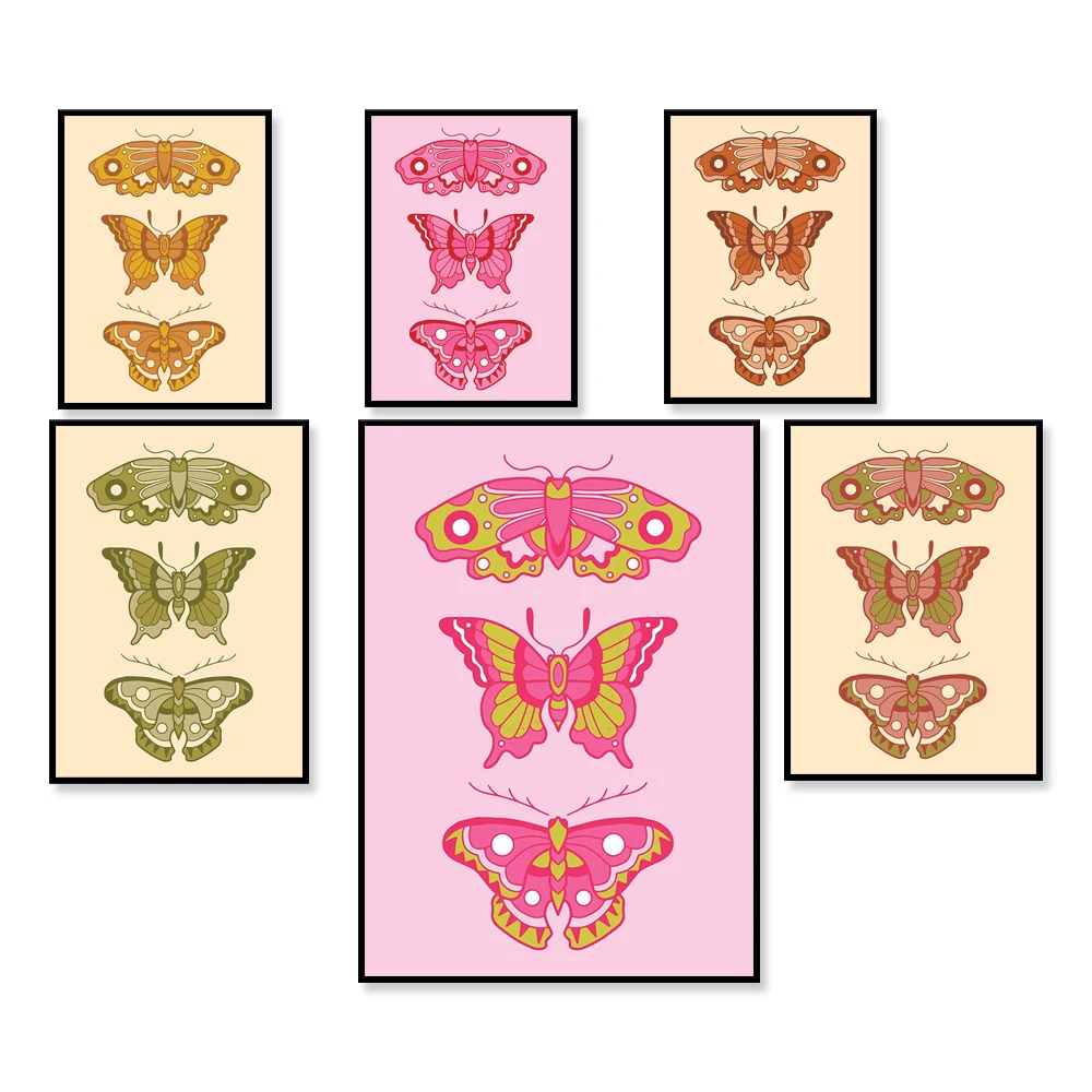 

Retro Butterfly and Moth Art Print | A Traditional Tattoo Flash | Vintage Wall Decor | Digital Artwork