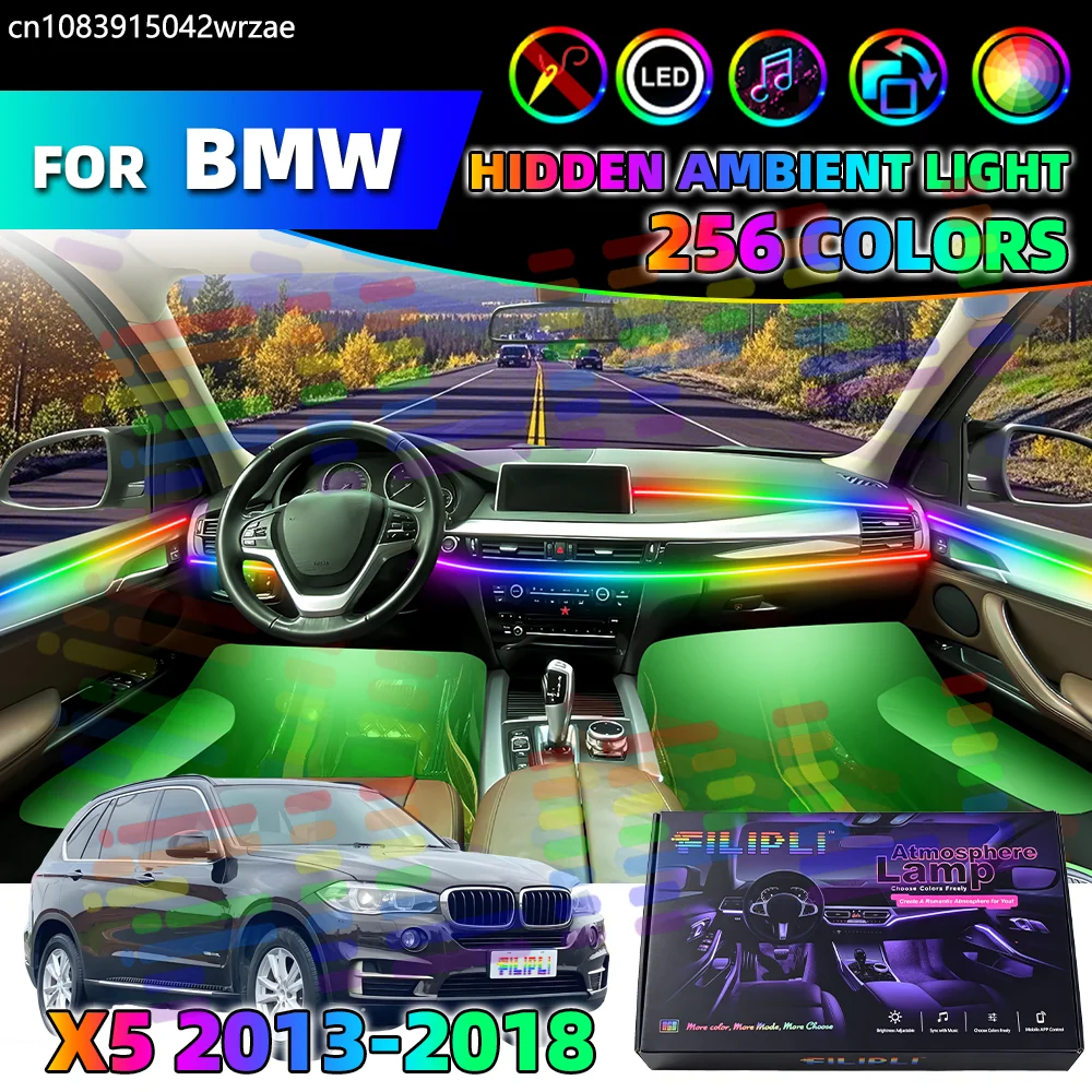 

For BMW X5 F15 18 in 1 Car Interior Ambient Lights Strips Breathing Lighting Kit App Control Auto Decorative Lamp Symphony Acryl