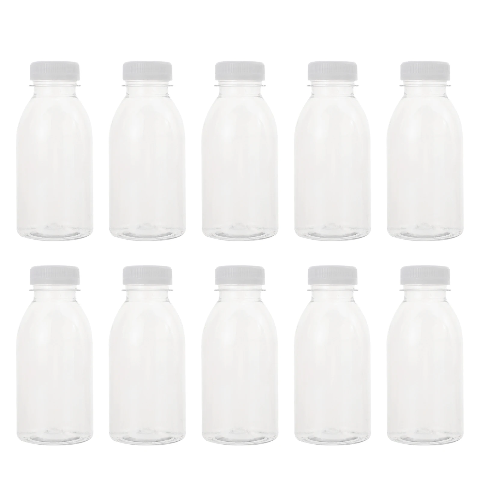 

10pcs Plastic Juice Storage Bottles 300ml Milk Bottles clear Drink Containers sealing Lids Empty Split portable Beverage Bottles