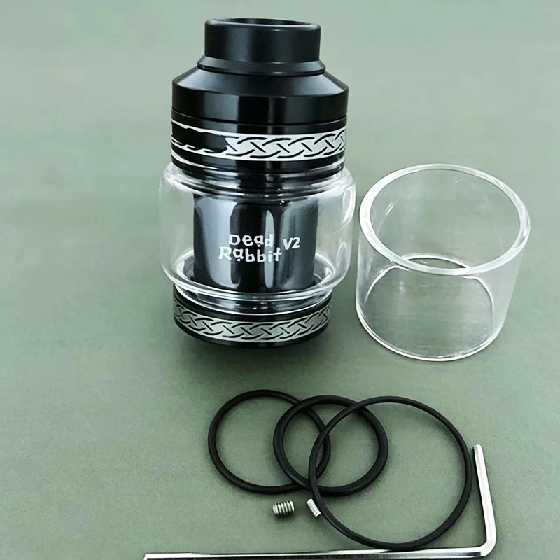 Dead Rabbit V2 RTA Yeniden Yapılandırılabilir Tank 2ml/5ml Y-Tipi Güverte Açılır-Doldurulabilir Dolum Sistemi Üstten Hava Akışlı Dekoratif Yedek Parçalar Dahildir