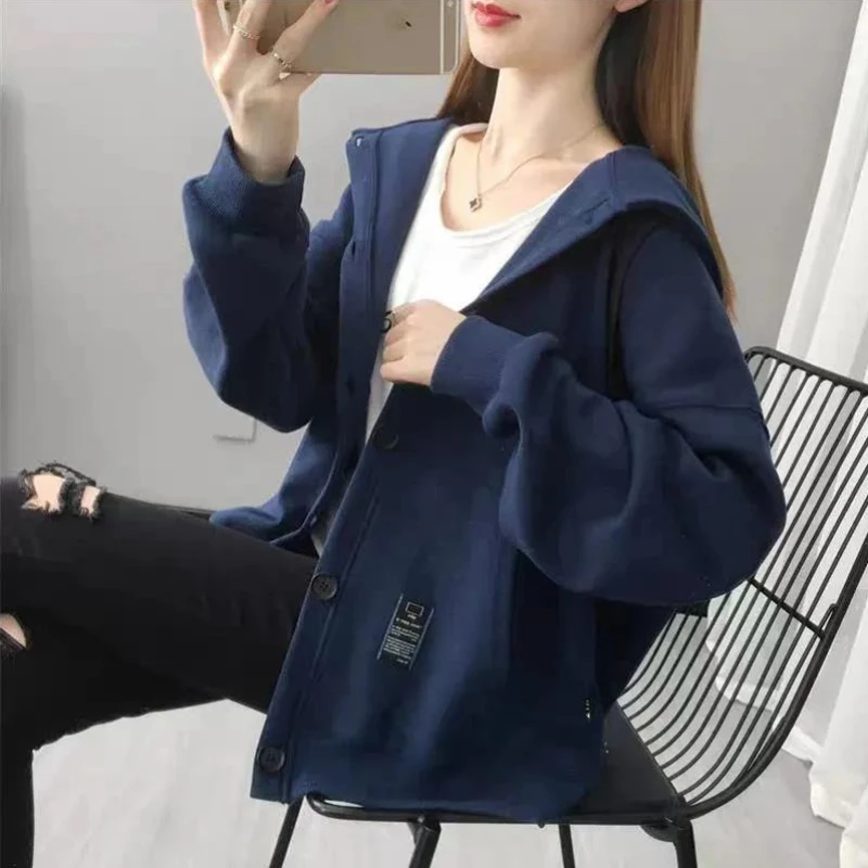 2026 New Women's Korean Oversized Hoodie Jacket Trendy Influencer Style Versatile Open Front Top