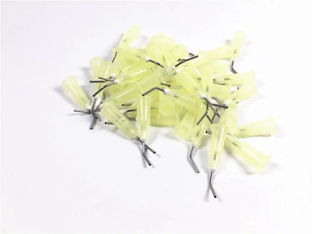 100Piece/Bag Dental Etch Delivery Tip Flow Resin Pre-Bent Syringe Tips Fits Ivolclar