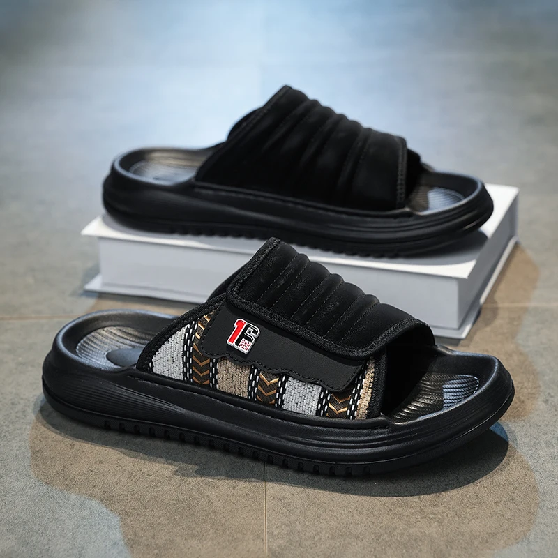 Men's one strap slides slippers summer breathable light Quick dry fashion outdoor beach walking soft sole sports casual slippers