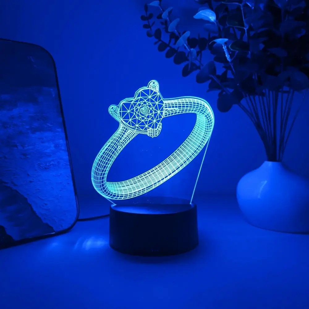 Diamond Ring 3D Illusion RGB Night Light, Romantic Jewelry Shape LED Lamp, Valentine's Day Anniversary Gift for Girlfriend