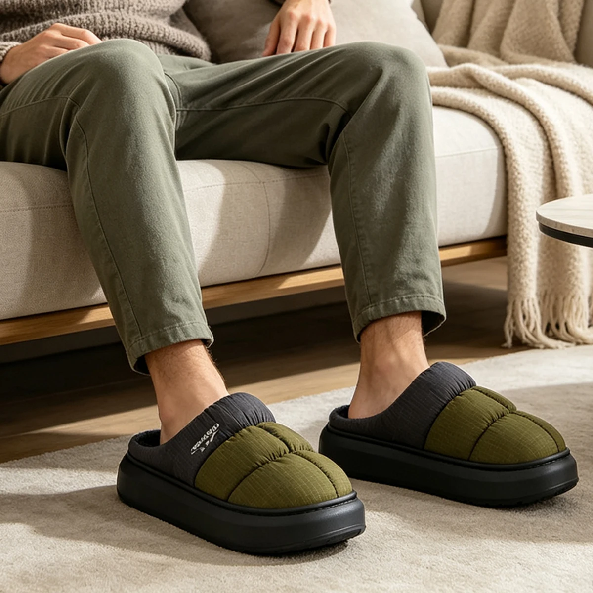 Winter Men's Warm Soft Plush Slippers Indoor Thick Sole Male Man Men's slippers Flip Flop Slides Home Slipper Mens House Sliders