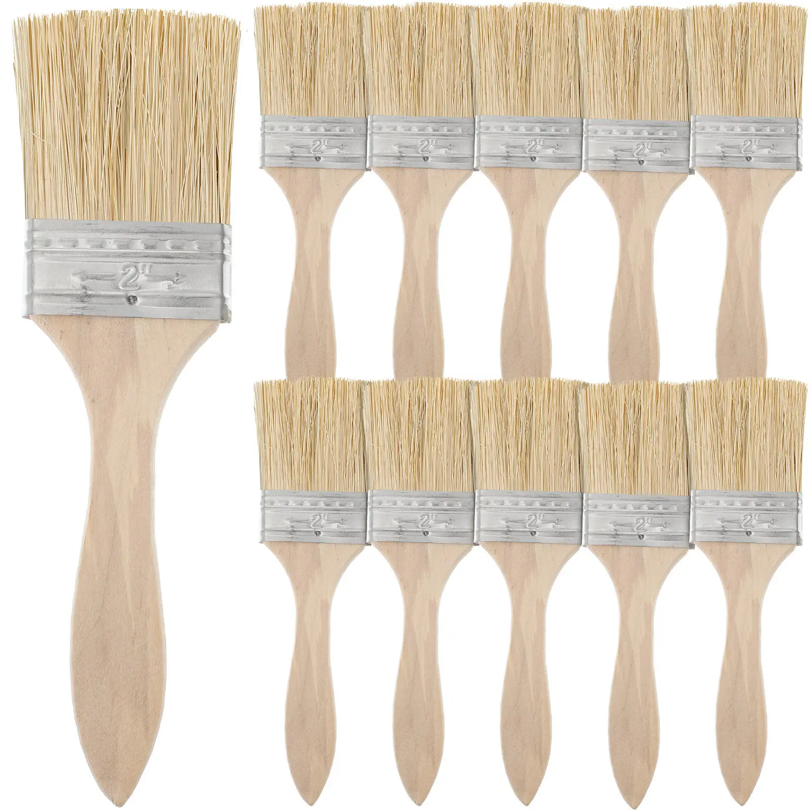 10 Pcs Set Thickened Wooden Handle Paint Brush 2 Inch Fine Bristles Wall Painting Tool Durable Fiber Basting Brush For Paint