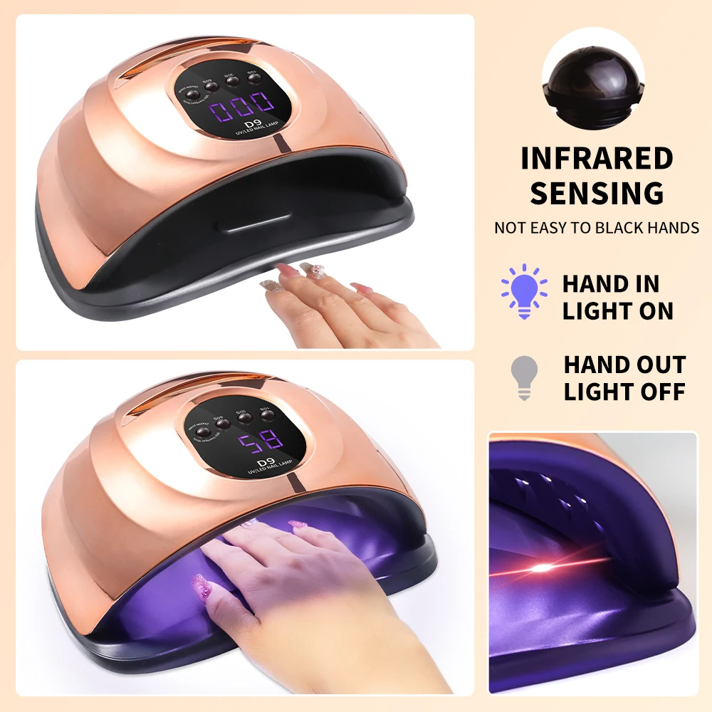 Nail Art Phototherapy Lamp With 57 LEDS Quick Drying Nails Light Have 3 Timer Modes LCD Display for Manicure Salon/Home Dryer