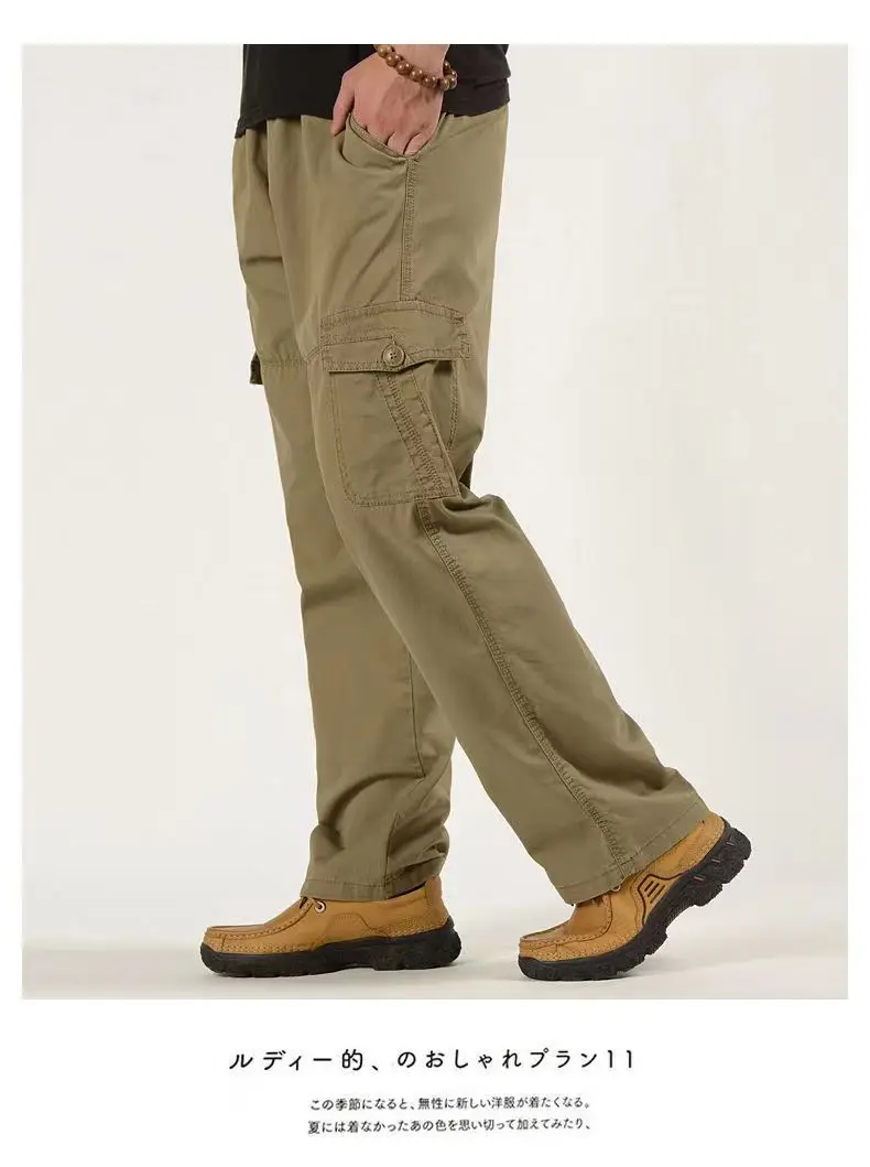 2026 Neue Herren Cargo-Hose aus Reiner Baumwolle Herbst Baggy Gerades Bein Multi-Taschen Arbeitshose Lässige Lange Hose Übergröße M-6XL – Detail 13