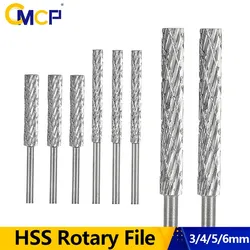 CMCP 3mm Shank Rotary Burr Drill Bit 3/4/5/6mm Double Cut HSS Rotary File For Engraving Cutter Grinding Tools Woodworking Tool 