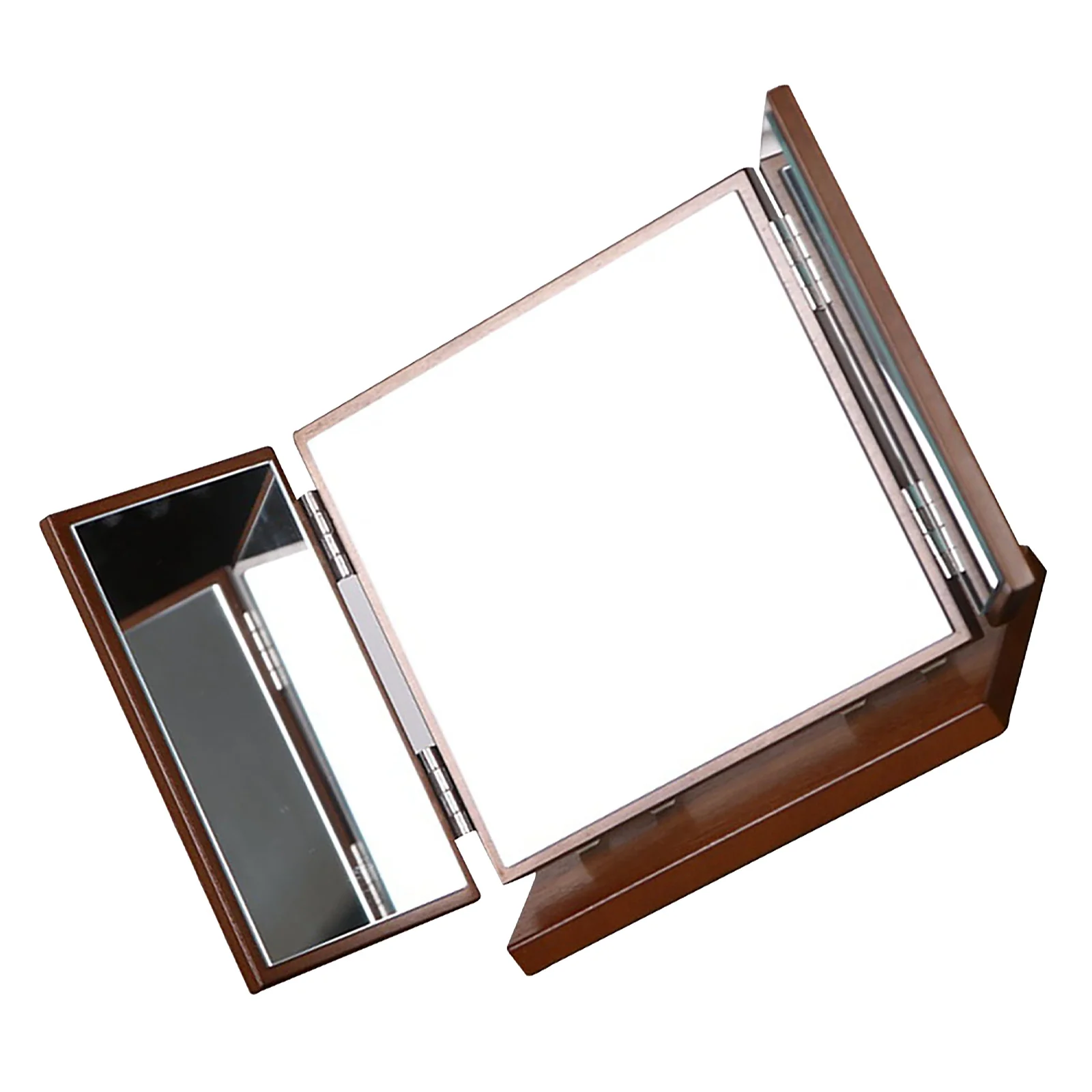 مرآة مكياج قابلة للطي بنمط نحت خشبي مبتكر، عملية ومتينة للنساء، أداة مكياج مرآة لمستحضرات التجميل قابلة للطي