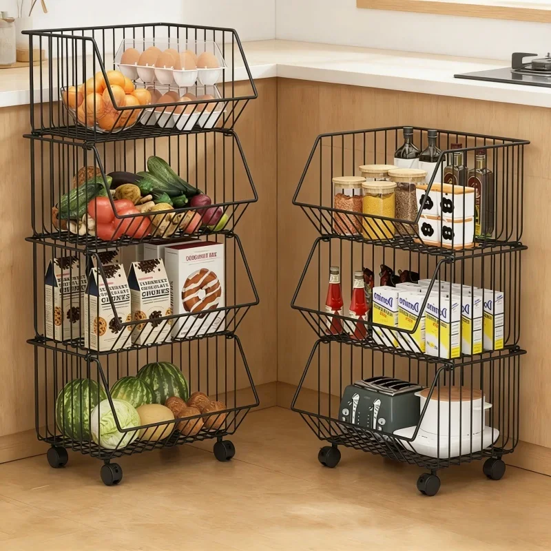 

Мобильная многоярусная корзина для хранения, вращающаяся напольная подставка для кухни, овощей, ванной комнаты, гостиной, для хранения мелочей