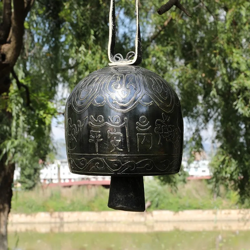 Handmade Pure Brass Rattle Bell, Retro Horse Camel Bell Wind Chime for Meditation & Percussion