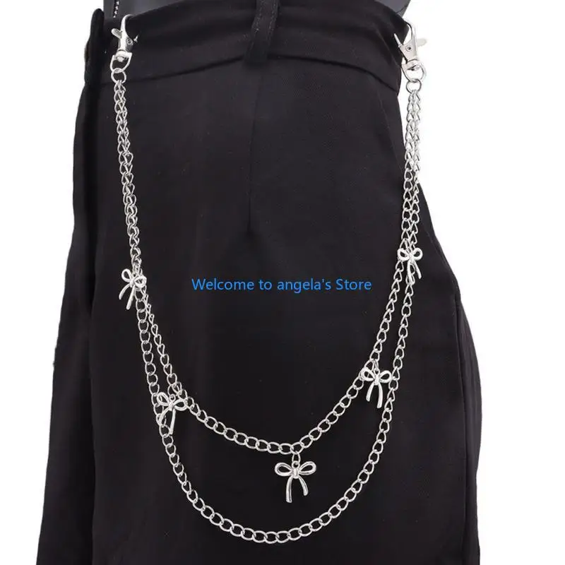 

X4YC модный дизайн с бантом, металлические брюки, украшение на талию с цепочкой для женщин, повседневная одежда