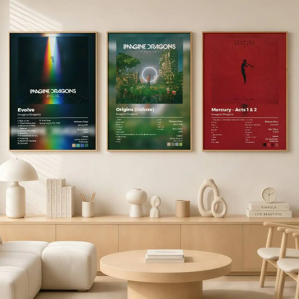 Band I-Imagine D-Dragons Posters Wall Art Retro Painting Home Room Cafe Club Dorm Wall Decor