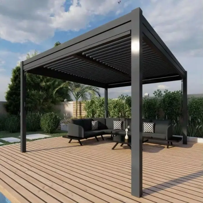 Heavy Duty Household Aluminum Alloy Fashionable Pavilion Surface Anodizing Outdoor Sun Protection Pergola High Quality Gazebo