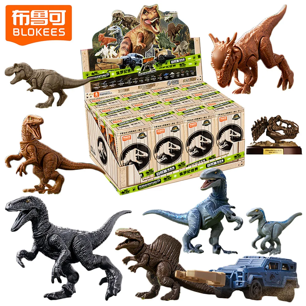 

NEW Genuine BLOKEES Jurassic World Series Blind Box Assembly Toys Dinosaur Animal Model Ornaments Holiday Gifts for Boys Girls