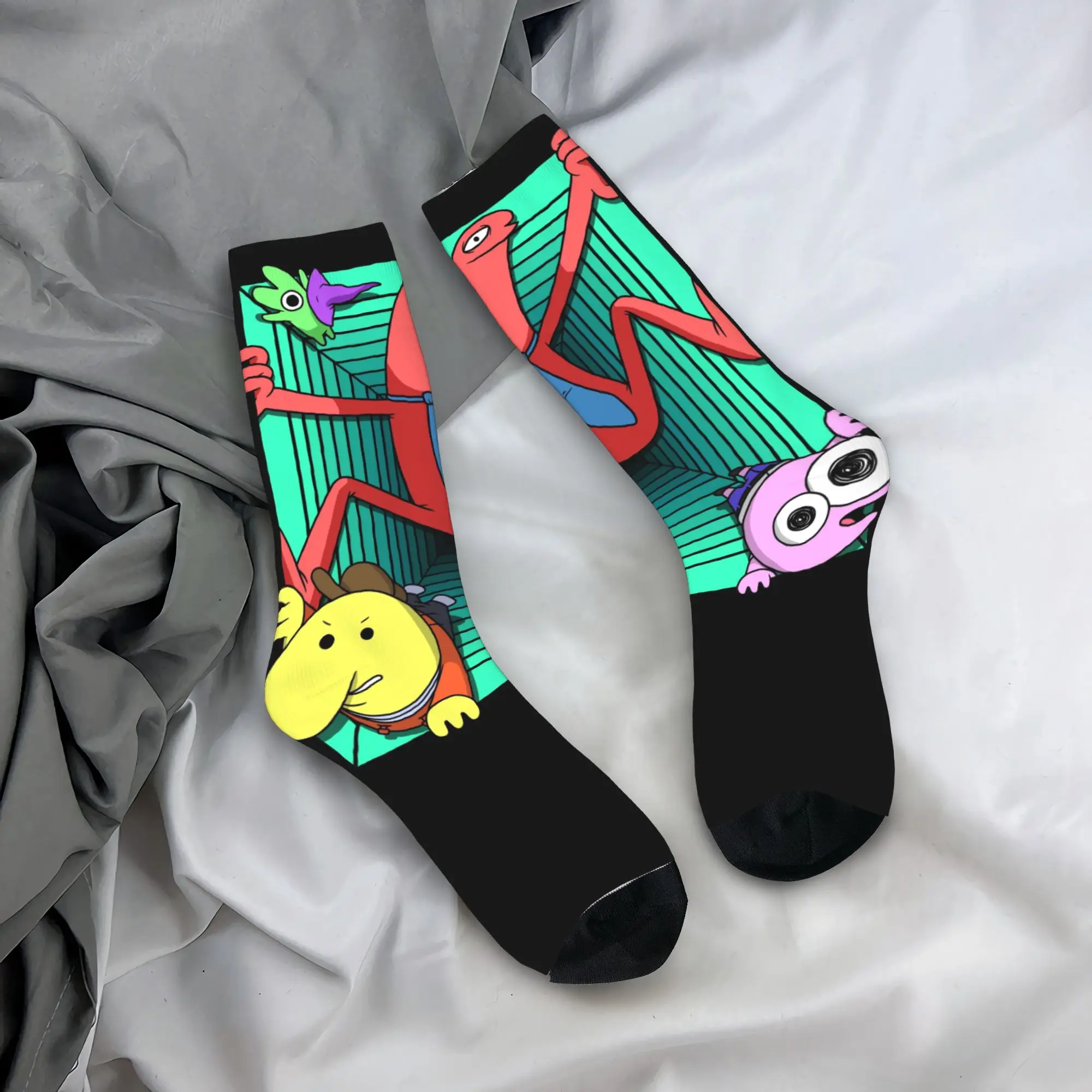 

Носки с героями мультфильмов «Улыбающиеся друзья», осенние чулки в стиле Харадзюку, средние мягкие носки для пары, нескользящие носки с графическим рисунком для скалолазания