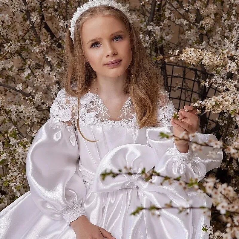

Customized Round Bridesmaid Communion Neck lower Girl Dress Fluffy Tulle Birthday Supper Luxury Wedding Dress Present