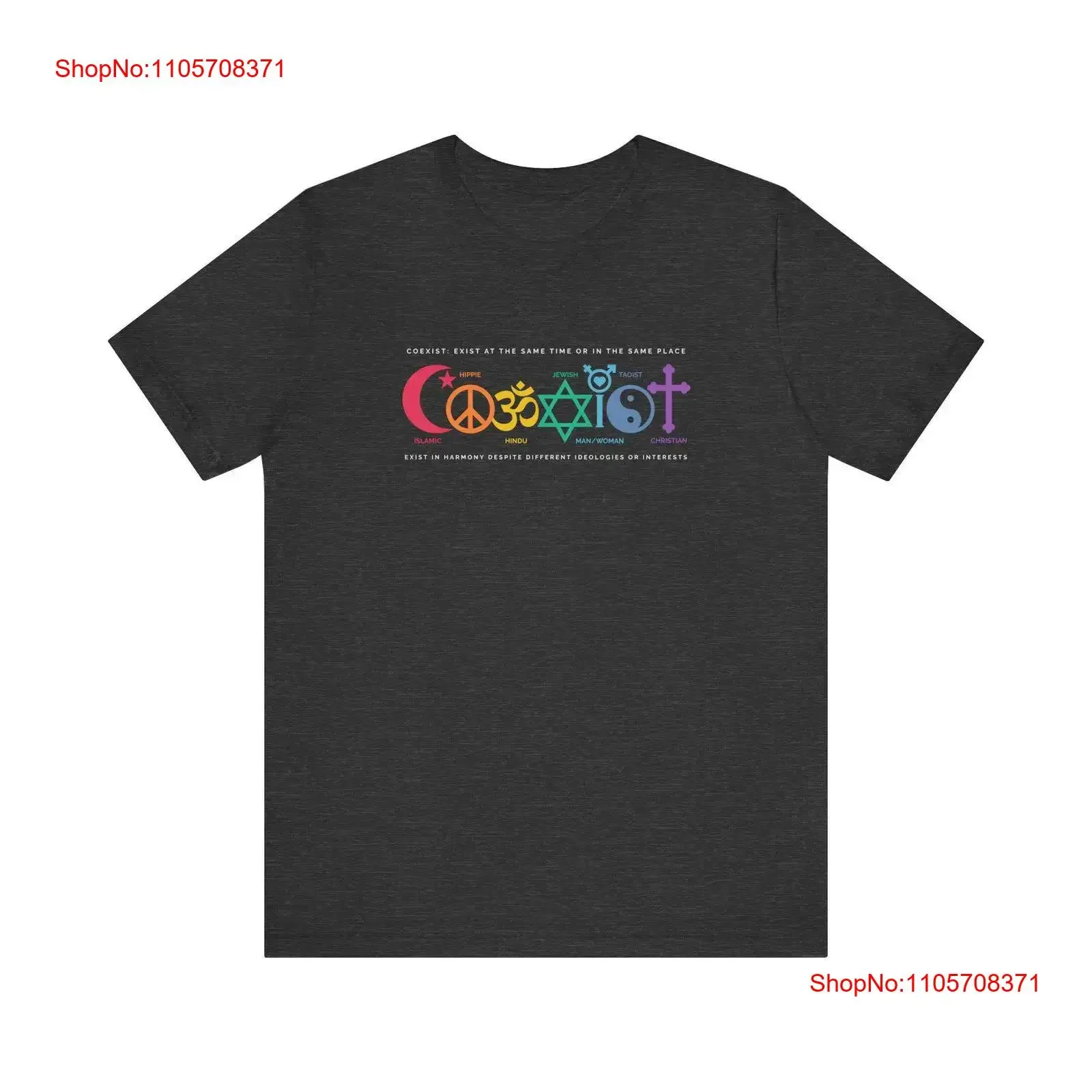 Coexist T Shirt Harmony of Religions and Beliefs vintage Washed Unisex fashion Stylish Versatile Comfortable Stretched Slightly