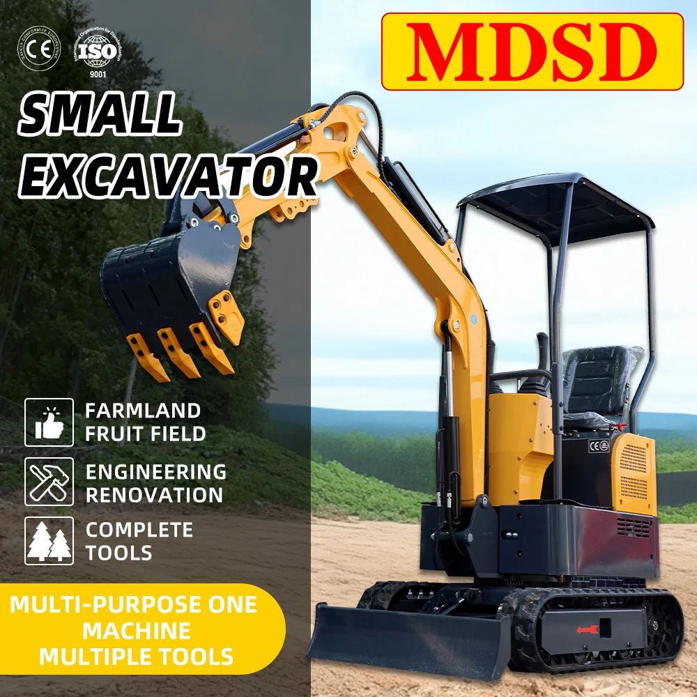 Miniescavadeira 1.5 Ton EPA CE Euro 5 Escavadeira pequena 1.8 Ton Farm Garden Mini Escavadeira de esteira com preço baixo Envio DDP