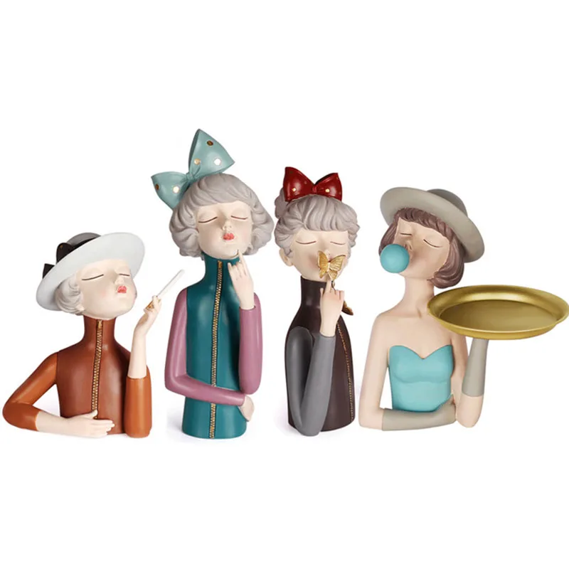 

Home Decoration Resin Crafts Ornament Cute Cartoon Girl Statue Gift Set