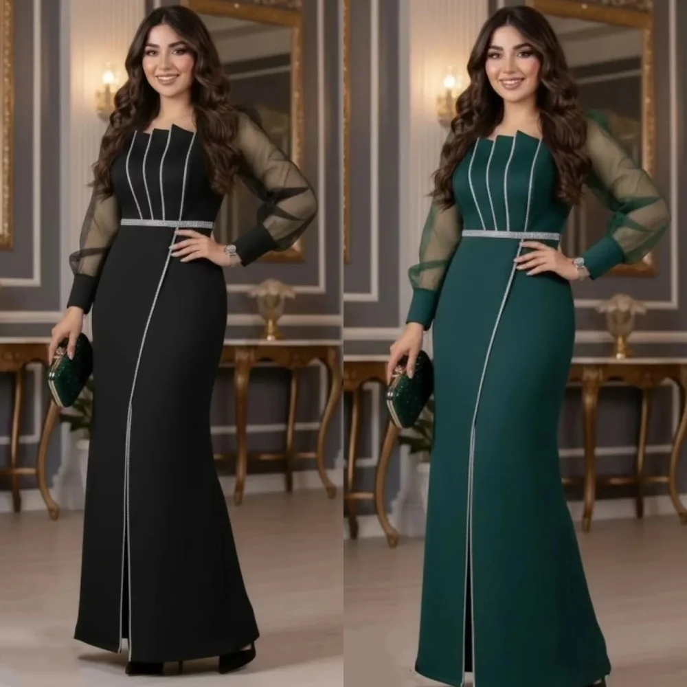 Robes longues personnalisées de Style moderne, Jersey formel froncé plissé, col carré droit, robes d'occasion sur mesure assorties élégantes