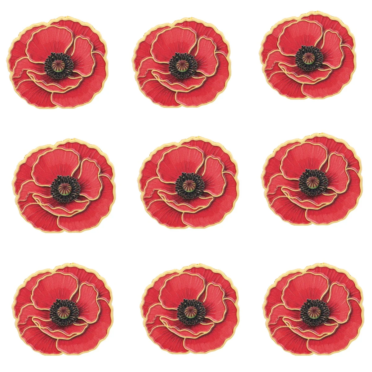 9 Stück rote Mohnblumen-Emaille-Anstecknadeln, Blumen-Reversnadel, niedliches Pflanzen-Abzeichen für Kleidung, Rucksack, Dekoration, Schmuck, Geschenk – Detail 5