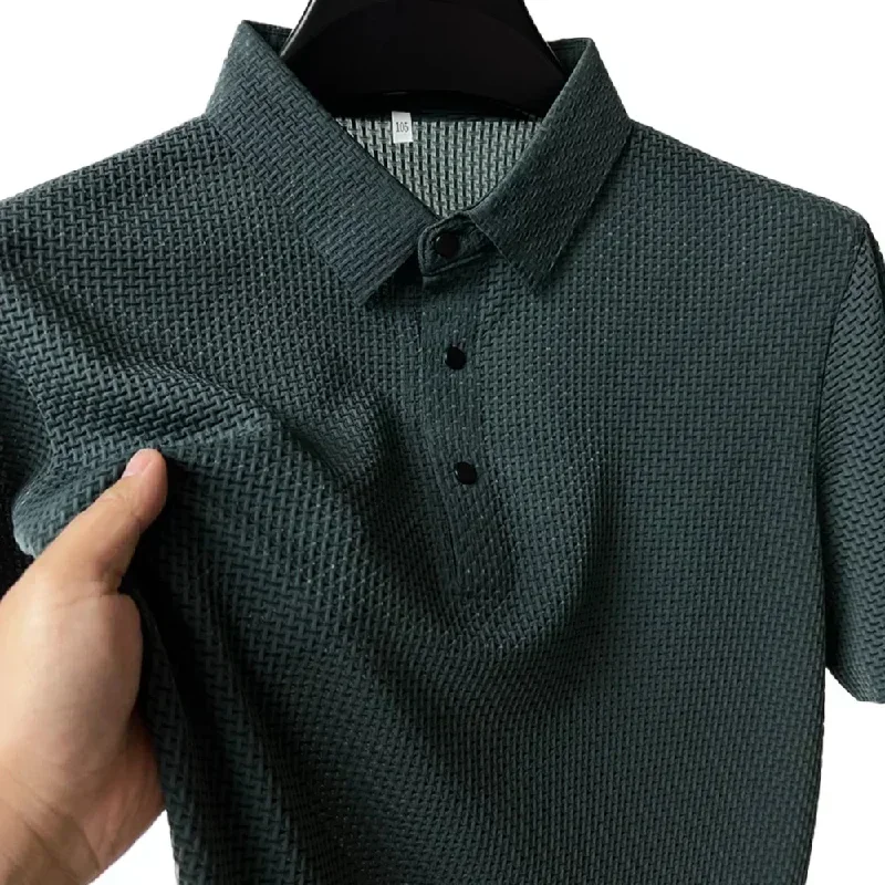 High-quality M-4XL Summer New Men's Short Sleeve T-shirt Cool and POLO Shirt Business Casual Sweat-absorbing Top image 2