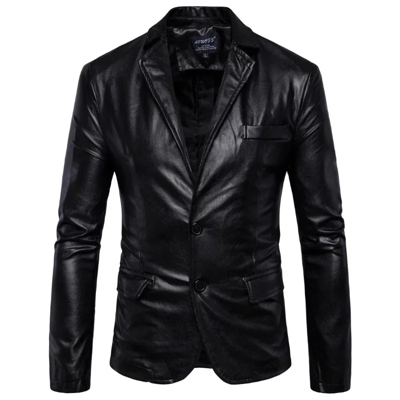 

Spring and Autumn Men's Leather Clothes Fashion Trend Personalized Motorcycle Zipper Coat clothing leather biker jacket men