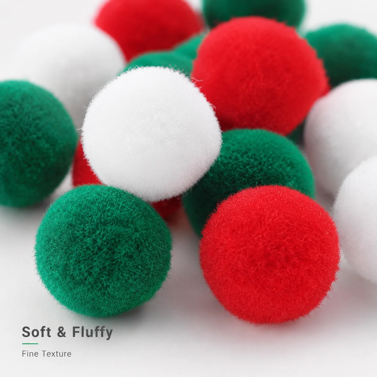 100 Stück 18mm Weihnachts-Pompons, Weiche Flauschige Bastel-Pompons für DIY-Kunstprojekte, Feiertagsgirlanden und Baumschmuck – Detail 1