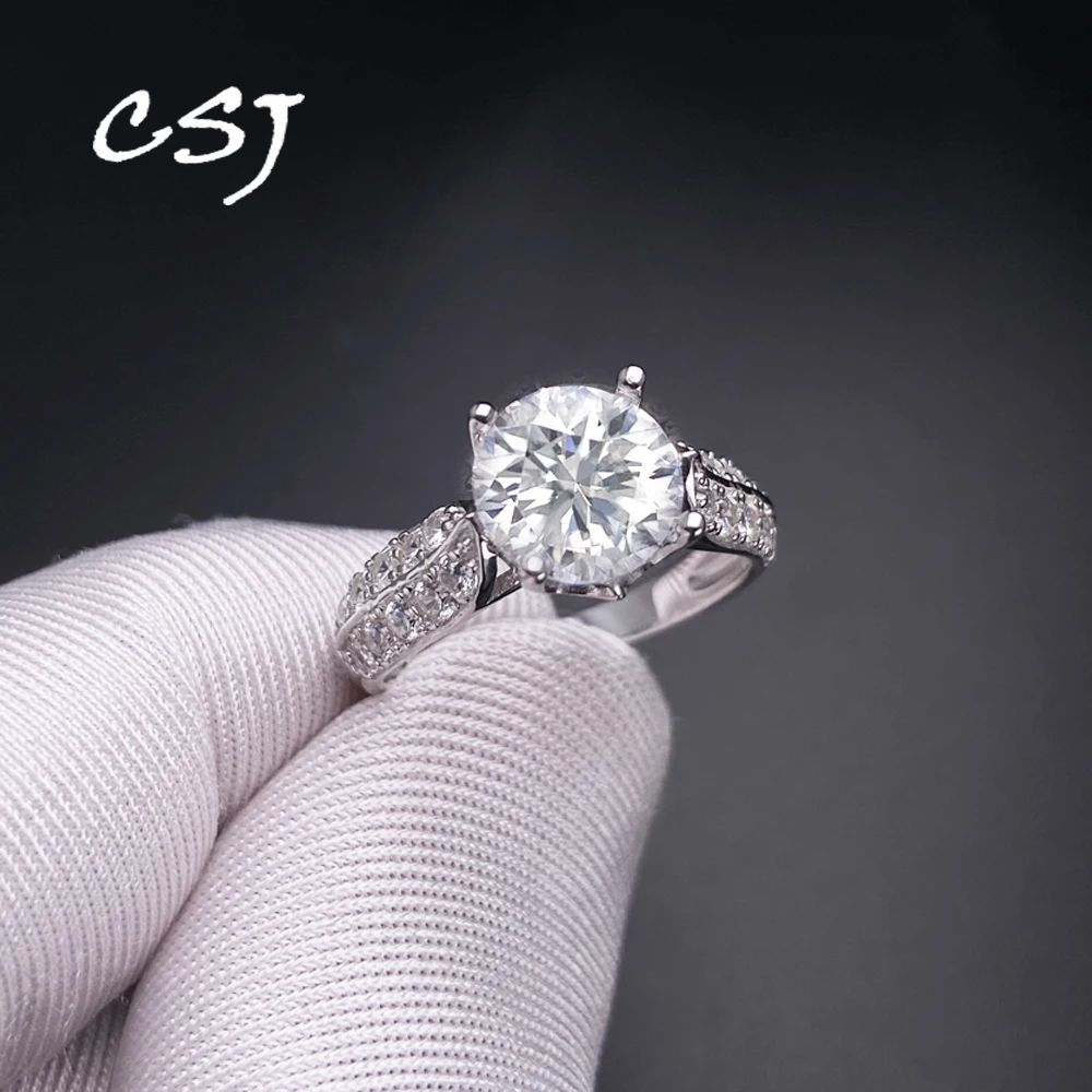 

Elegant 4CT D VVS Moissanite Rings 925 Silver Sparkling Gemstone 10mm for Women Engagement Wedding Birthday Fine Jewelry Gift