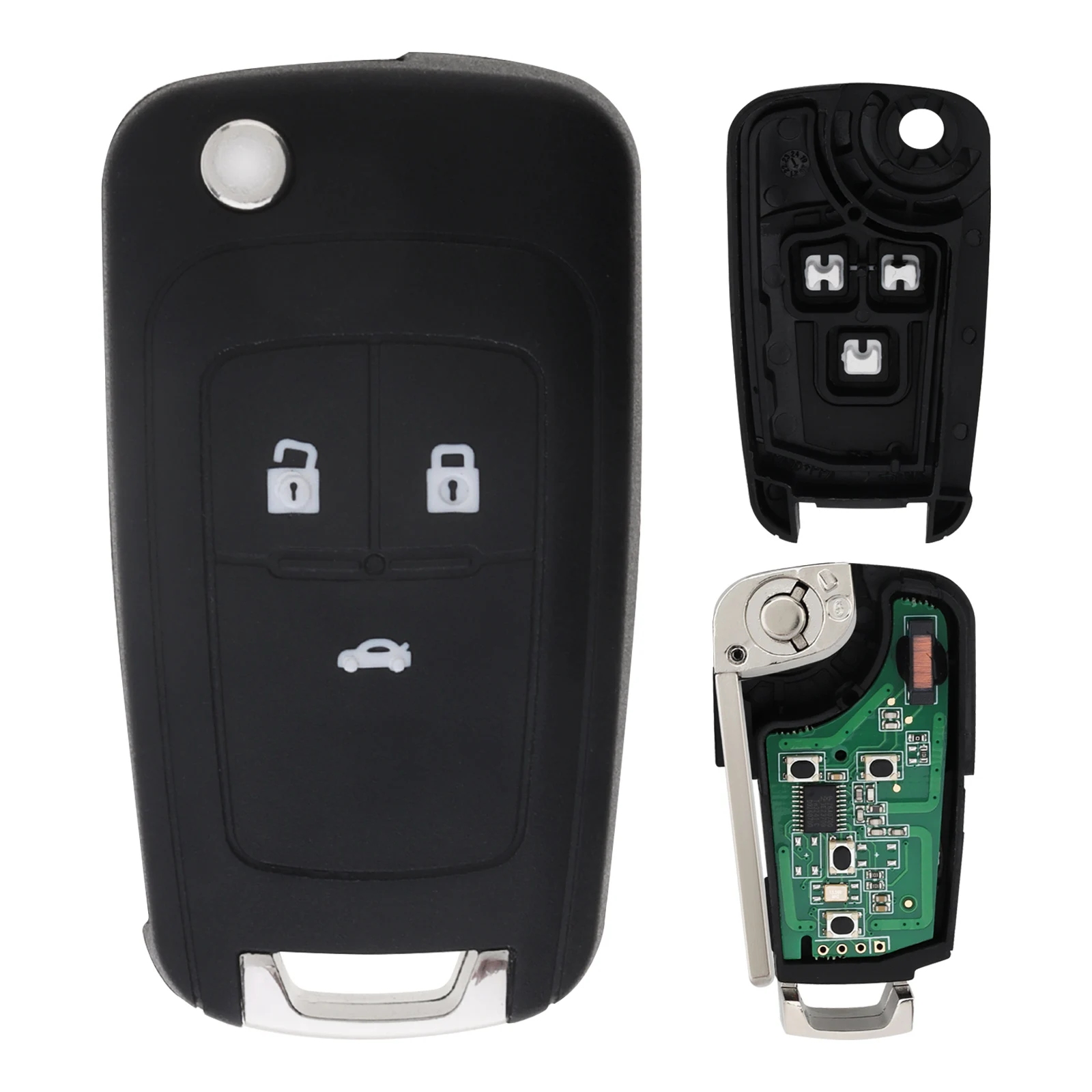 

433MHz 3 Button Flip Folding Remote Car Key Fob Shell for Vauxhall Zafira Astra J ID46 Chip HU100 Blade Keyless Entry Key Case