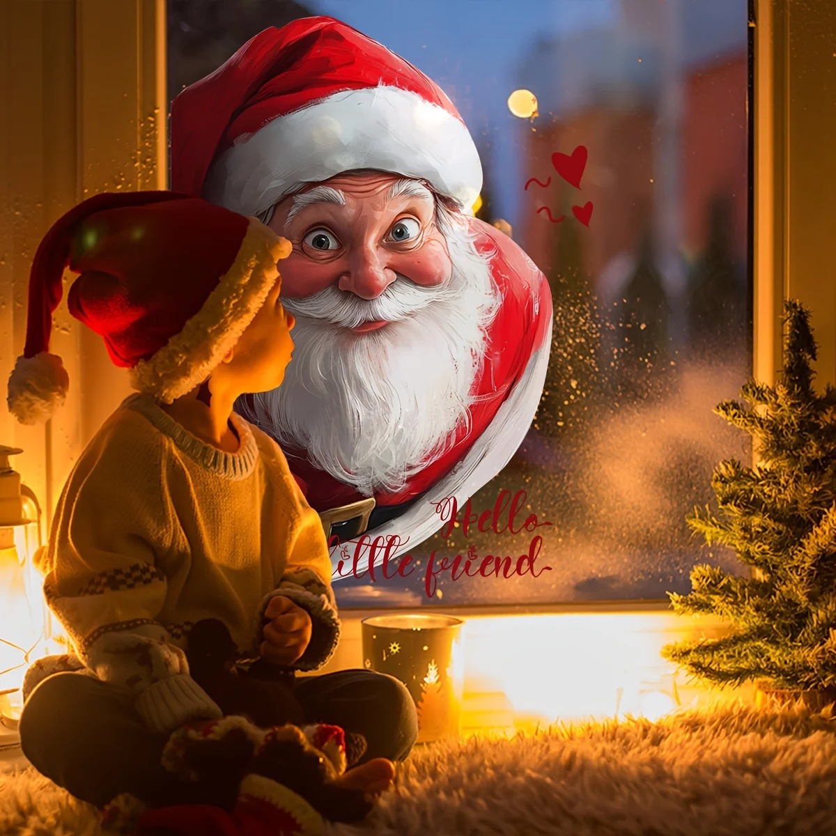 

Festive Santa Claus Window Sticker Static Cling Perfect for Christmas & Winter Celebrations Christmas Home Decorations Gifts