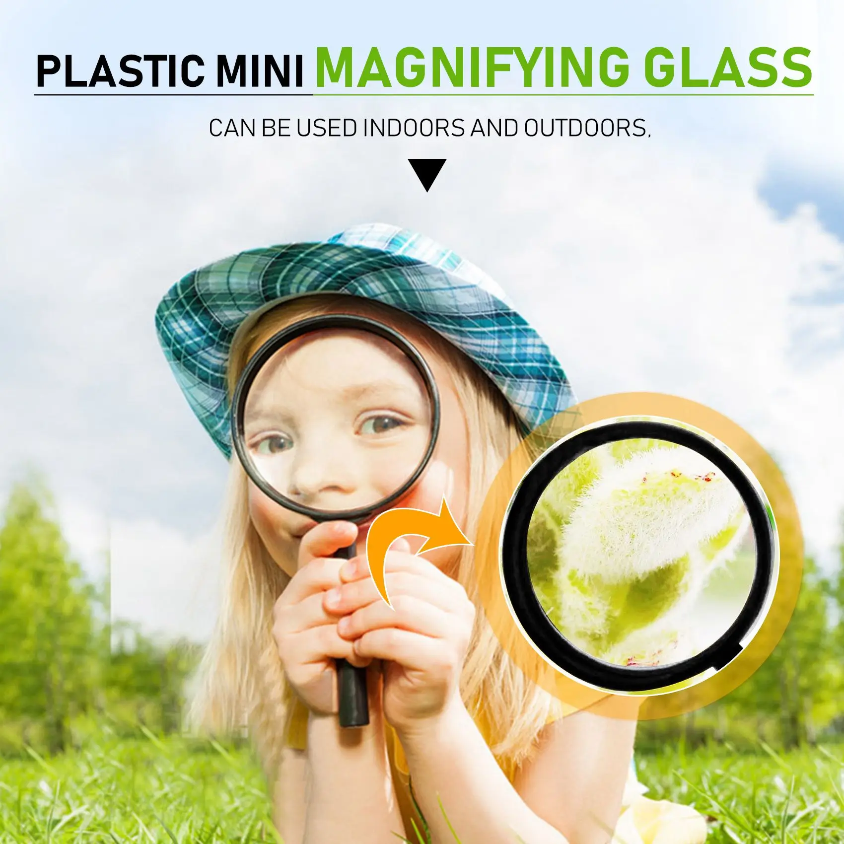 Kids Magnifying Glass 8 Pcs, Plastic Handheld Mini Portable Magnifying Glass Small Children Magnifier Toys for Explorer