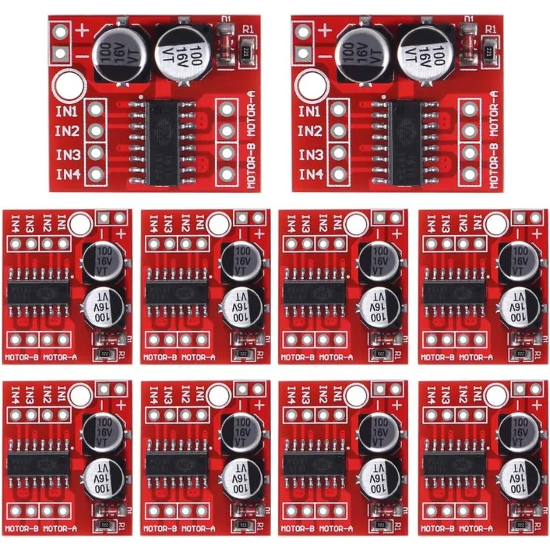 5/10 Uds L298N controlador de Motor CC, MX1508 Mini doble canal 2-10V 1.5A controlador de velocidad PWM de 2 vías controlador de Motor paso a paso de puente H Dual
