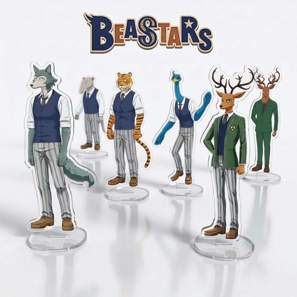 Llavero de acrílico de doble cara de 15 cm con personajes de anime BEASTARS: Legoshi, Bill, Jack, Kibi, Haru, Juno, decoración de escritorio, regalos coleccionables