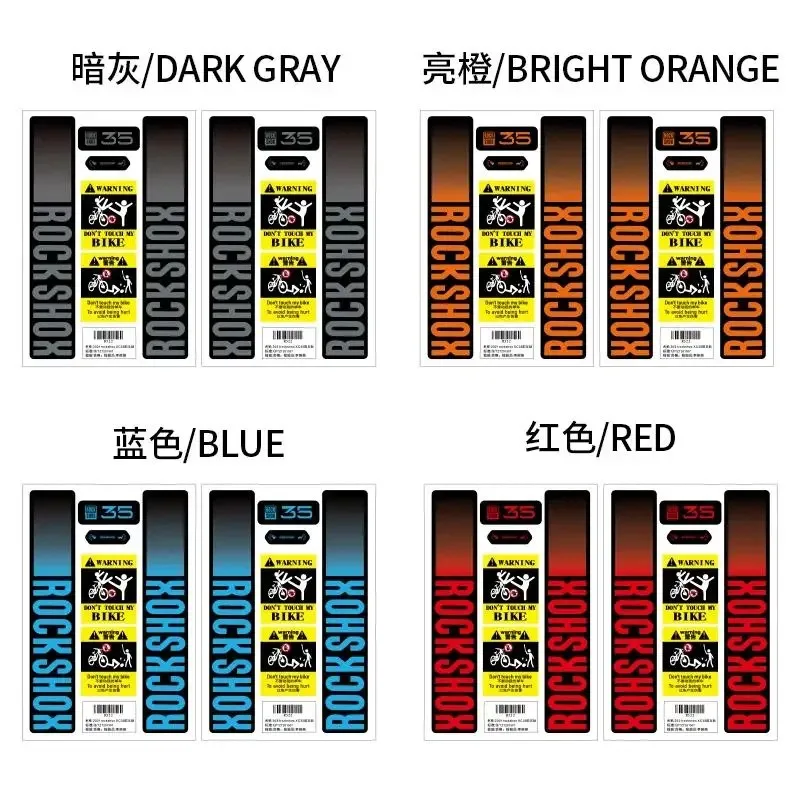 Roshox XC35 Adhesivo para horquilla delantera de bicicleta de montaña - Multicolor (Negro/Blanco, Gris oscuro, Naranja brillante, Azul, Rojo) XC35 Shock Front